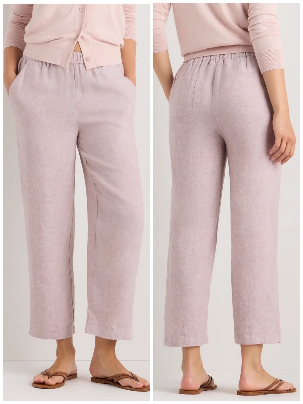 Quince 100% European Linen Pants Vintage Pink Chambray Medium
